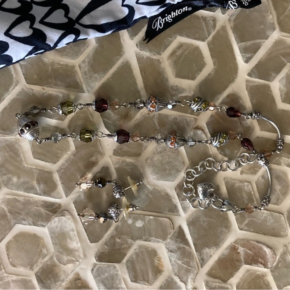 Brighton matching silver plated glass bead necklace and earrings - Picture 3 of 5